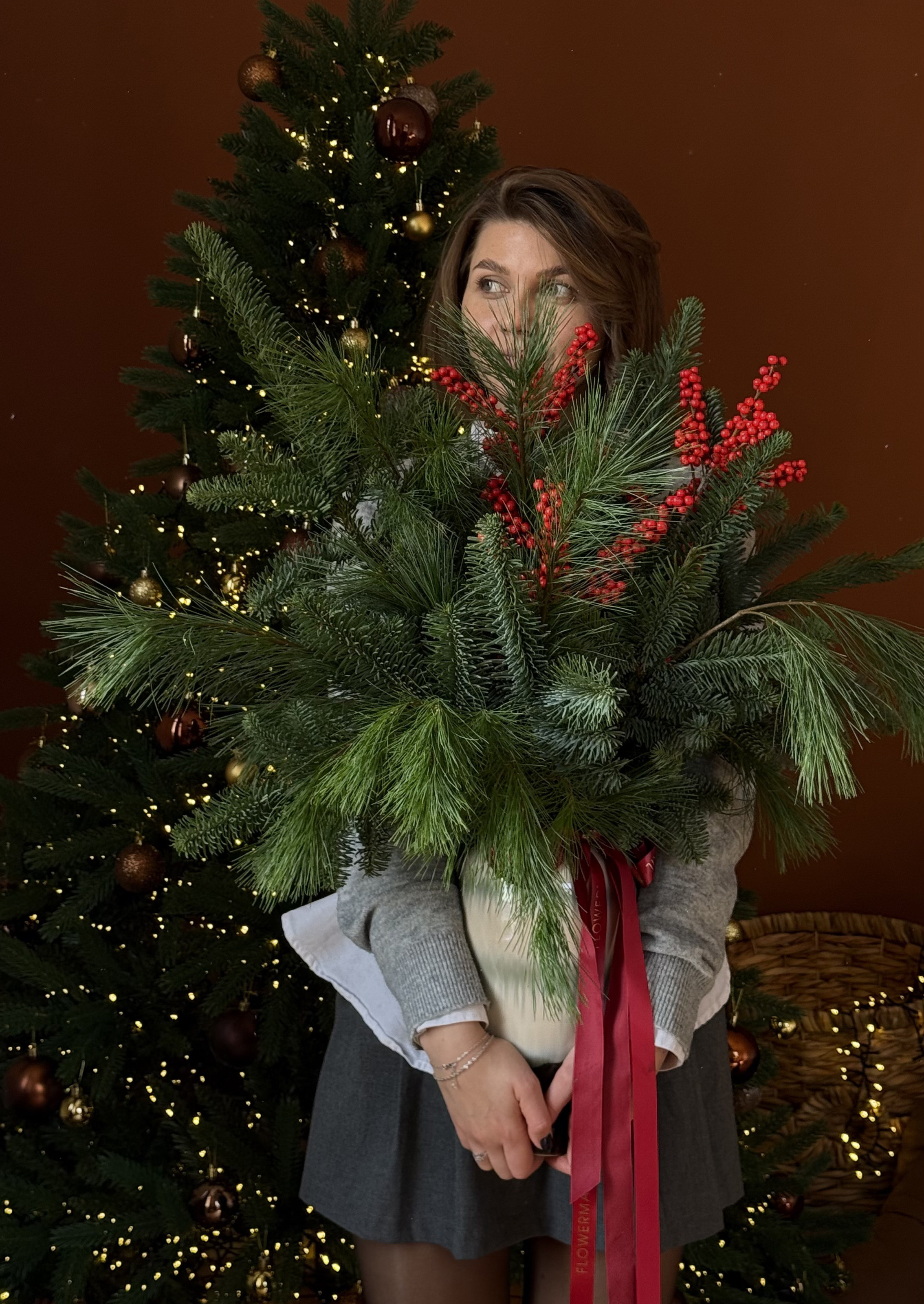 Girl with New Year wreath